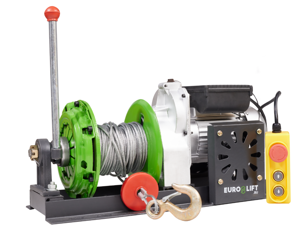 Лебедка KCD-M 400кг, 30м, U=220 В электрическая  монтажная с рычагом Euro-Lift