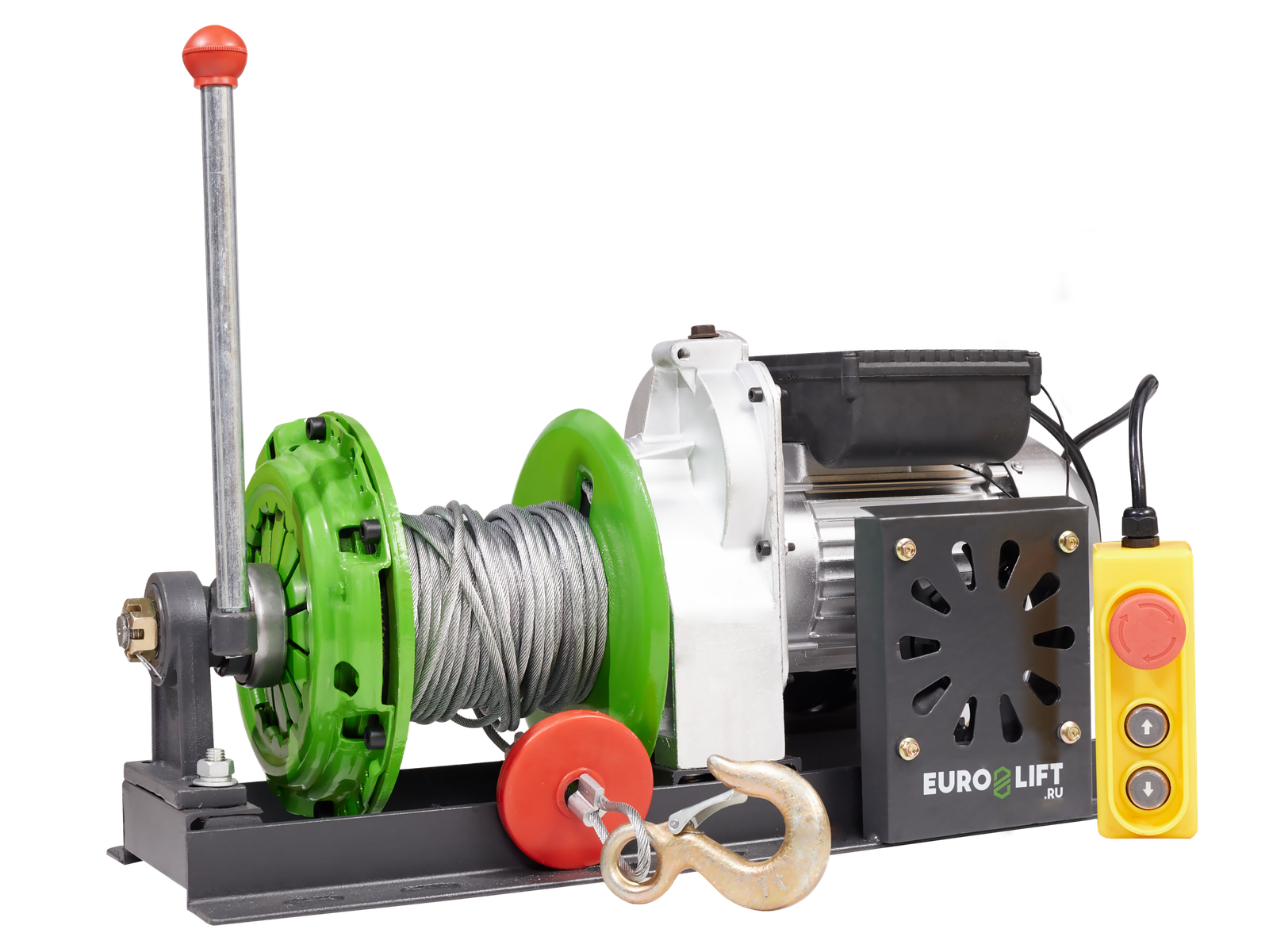 Лебедка KCD-M 400кг, 30м, U=220 В электрическая  монтажная с рычагом Euro-Lift