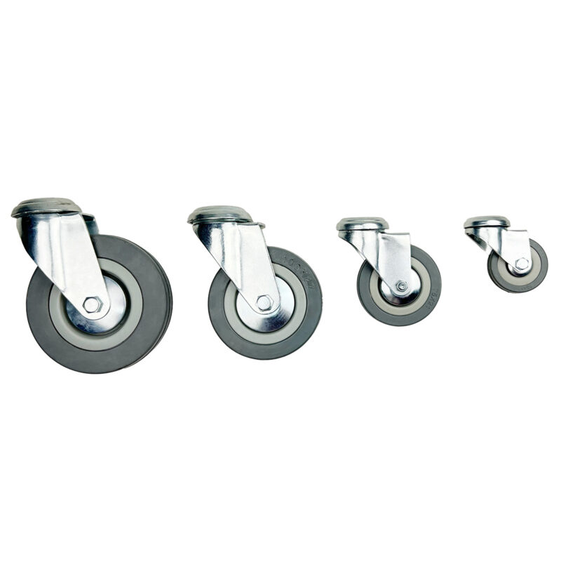 Опора поворотная колесная под болт HITCH 120*26 резина серая SChg55