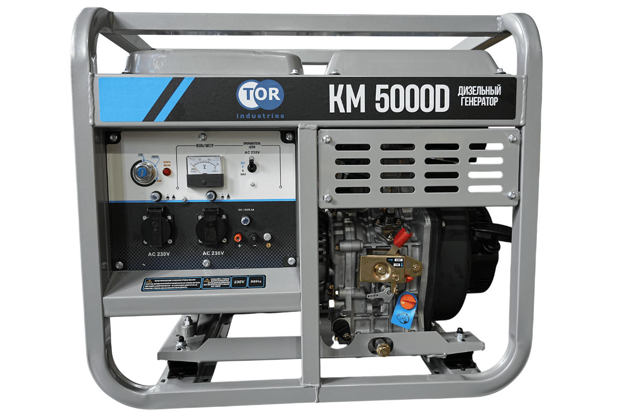 Генератор дизельный 5,0 кВт 220В с электростартером и колесами TOR KM5000D